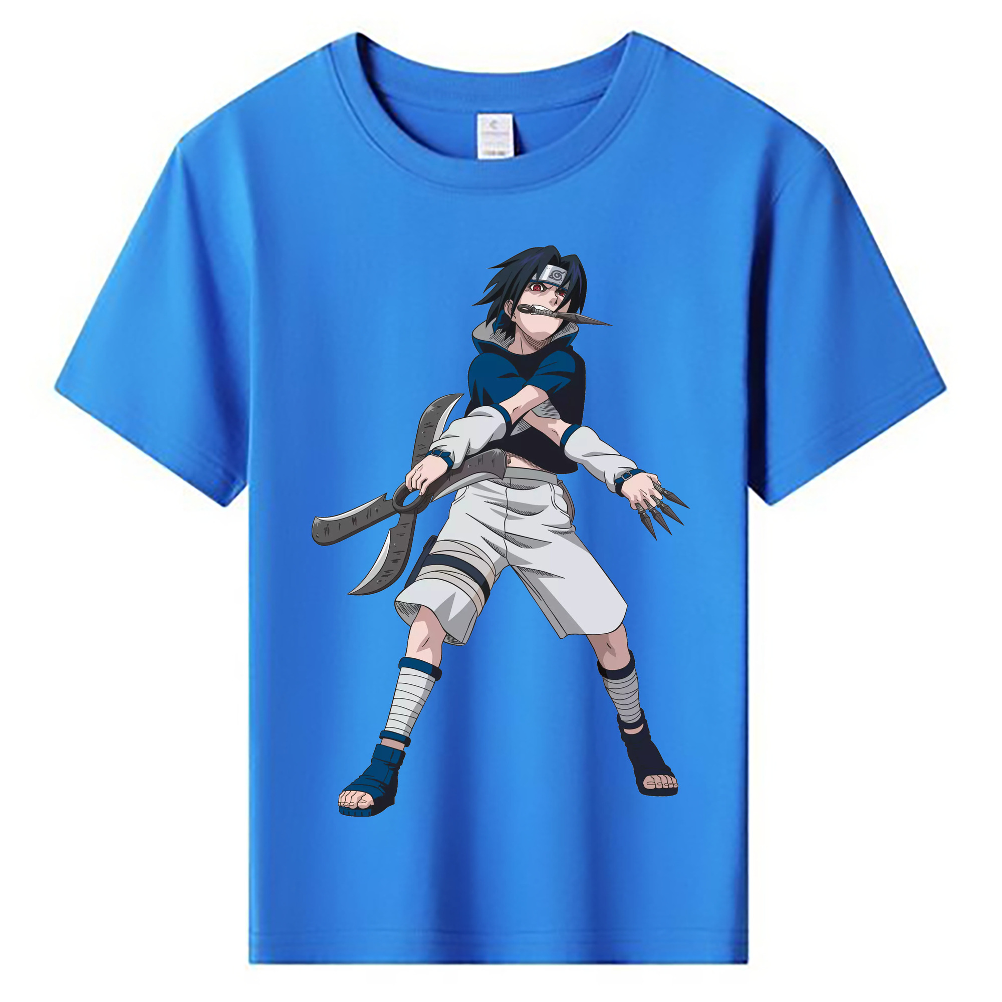 （画像用） NARUTO -ナルト- うちは サスケ Uchiha Sasuke 綿100％キッズTシャツ（フロントプリント）